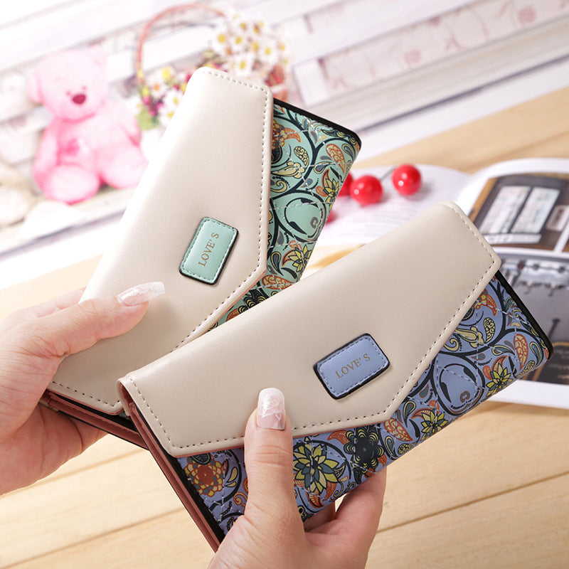 Ladies Clutch Waterproof and Durable Snap Closure Flower Print Wallet