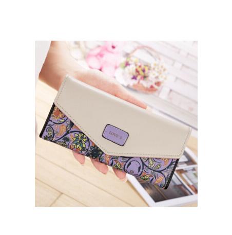Ladies Clutch Waterproof and Durable Snap Closure Flower Print Wallet