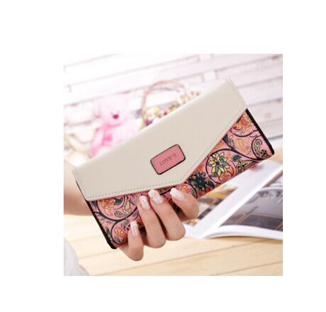 Ladies Clutch Waterproof and Durable Snap Closure Flower Print Wallet