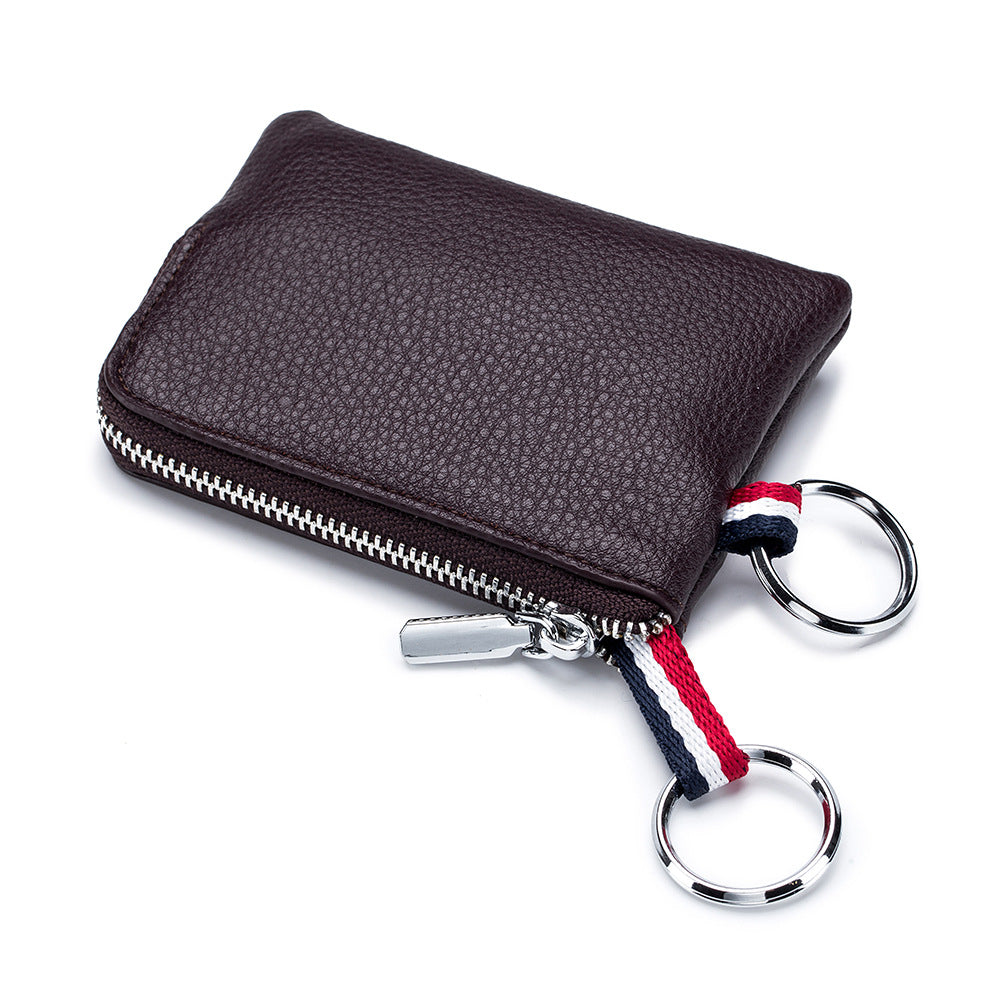 Men's Coin Purse Leather Mini Zip, Driving License Key Case, Card Holder, Ultra-thin