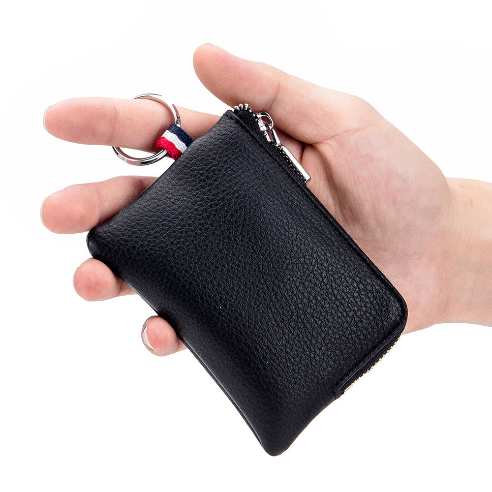 Men's Coin Purse Leather Mini Zip, Driving License Key Case, Card Holder, Ultra-thin