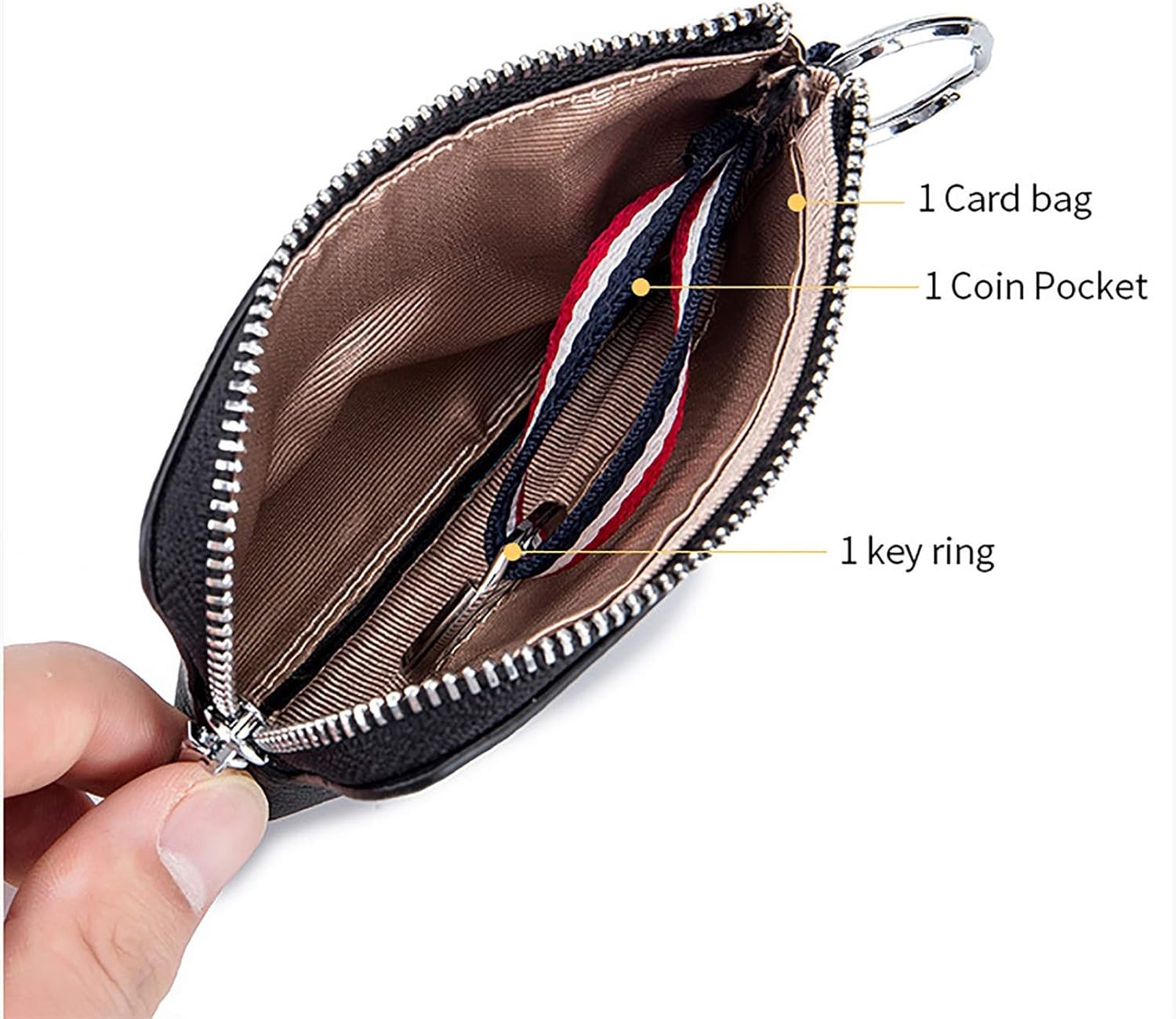 Men's Coin Purse Leather Mini Zip, Driving License Key Case, Card Holder, Ultra-thin