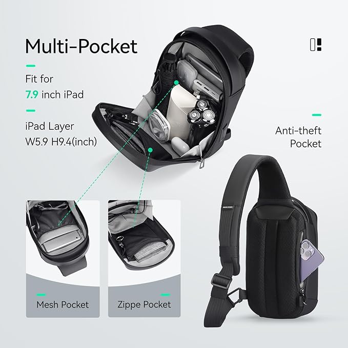 Hard Shell Chest Bag Men's Waterproof Shoulder Messenger Bag