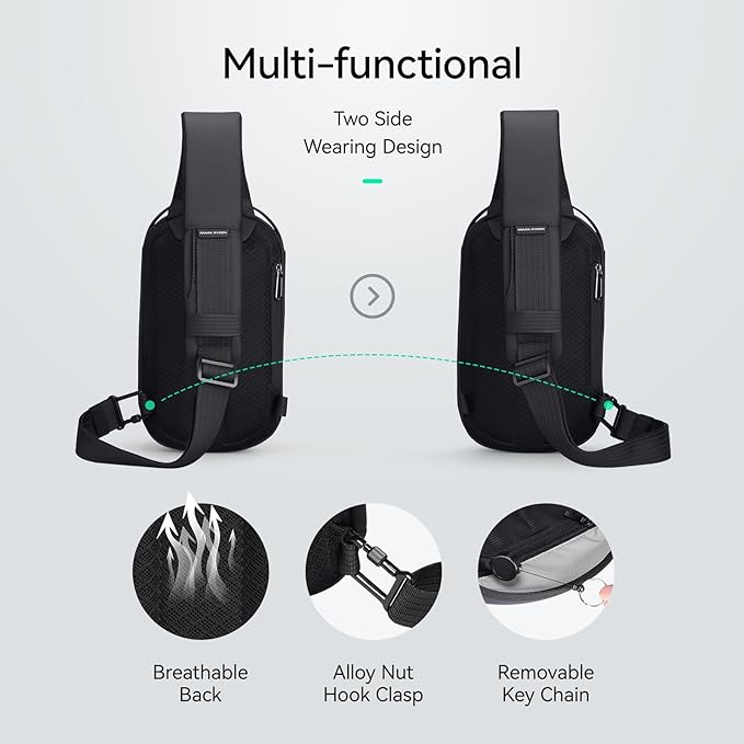 Hard Shell Chest Bag Men's Waterproof Shoulder Messenger Bag