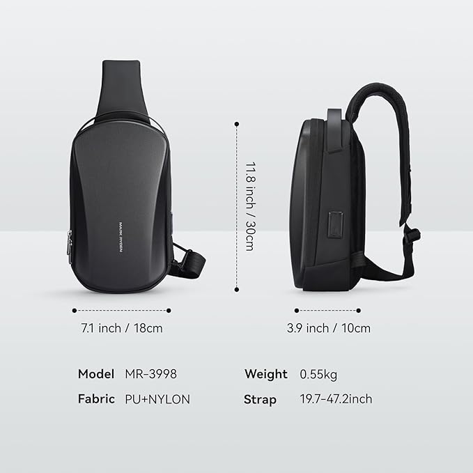 Hard Shell Chest Bag Men's Waterproof Shoulder Messenger Bag